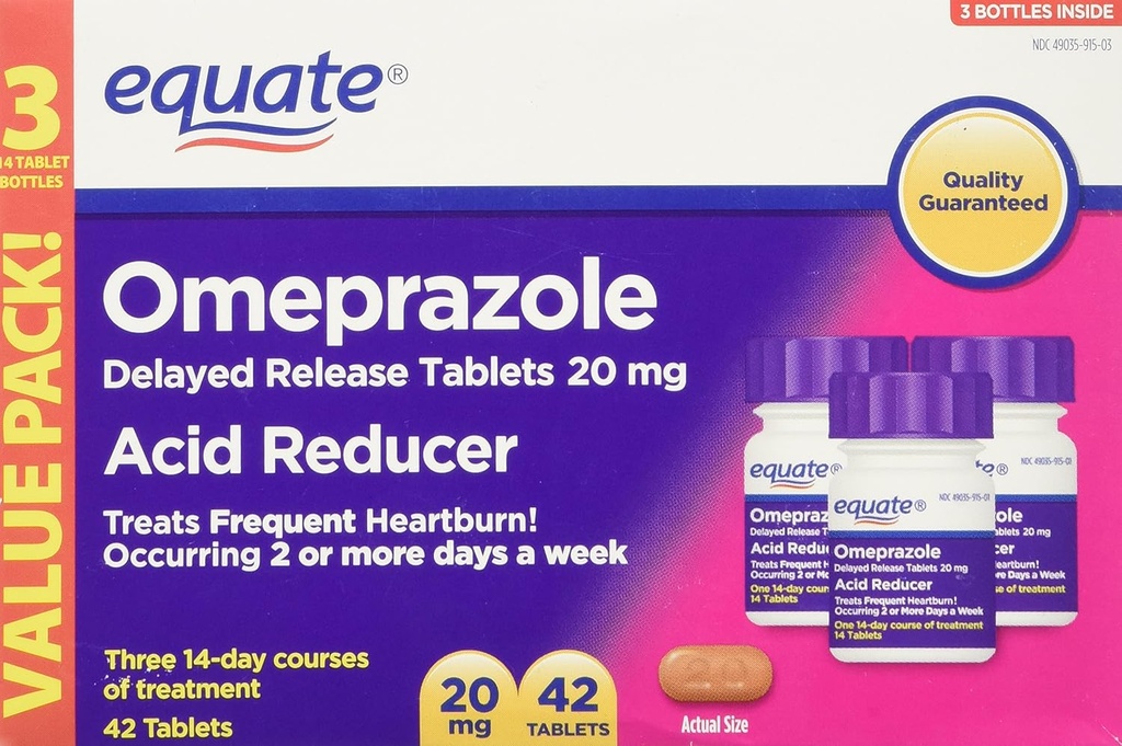 Equate Omeprazol 20 Milligram, Redukcia kyseliny, oneskorené uvoľnenie, 42 tabliet