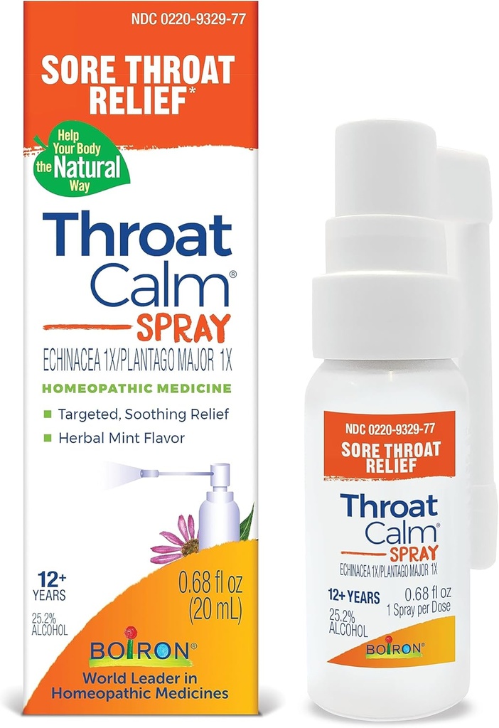 Boiron ThroatCalm Spray pre upokojujúce bolesti hrdla - Plant-Powered with Echinacea 