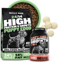 Bully Max 24/14 High Protein Puppy Food (5lbs.) a Puppy Vitamíny (30 žuvacie tabs) for Development & Growth Bundle 