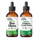 Wild & Organic Sea Moss Tinture 4 fl oz & Stinging Nettle Root Tinture 4 fl oz