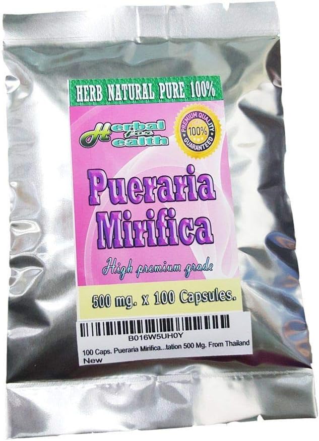 100 Caps. Pueraria Mirifica Powder Root Pure 100% Augmentation prsníka 500 Mg. z Thajska