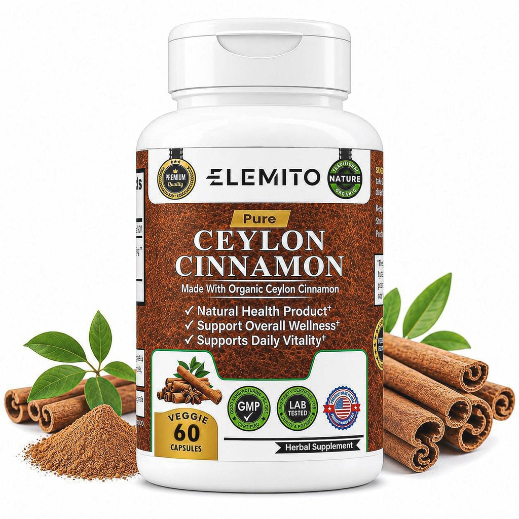 Organické Škorica Kapsule, Energia, Srdce a metabolizmus Podpora, Certified Organic Ceylon Škorica Pills, Non-GMO, Vegan, Gluten-Free - 60 Kapsule