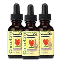 ČILDLIFE ZÁKLADNÉ LÁTKY Vitamín D3 kvapky pre deti, deti a batoľatá - kvapky tekutého vitamínu D, 500 IU na kvapku, Immune & Bone Health Support, Natural Berry - 1 Fl Oz (Stock of 3)