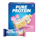 Čisté proteínové tyčinky, vysoký proteín, výživné snacky na podporu energie, nízky cukor, bez lepku, narodeninový koláč, 1.76 oz, balenie 12 (Backaging May Vary)
