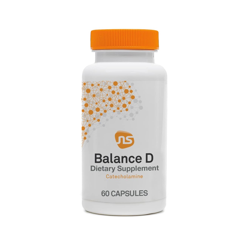 NeuroScience Balance D - Mood Suplement for Energy, Focus & Brain Health - Vitamín B6, folát a viac - Pomoc Dopamin Syntéza pre zdravé Craving Control & Cognition (60 kapsúl)