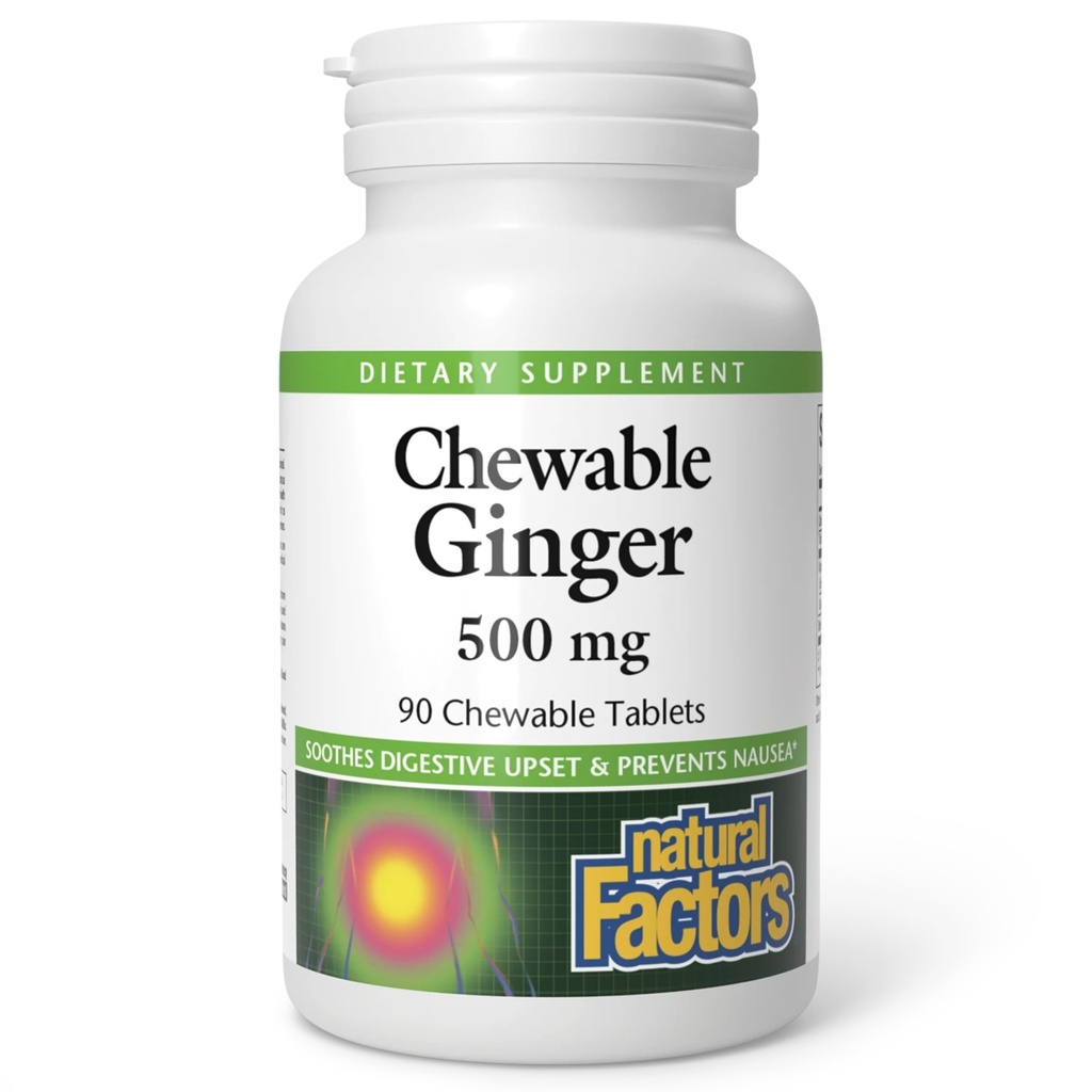 Prírodné faktory Chewable Ginger 500Mg, 90 CT