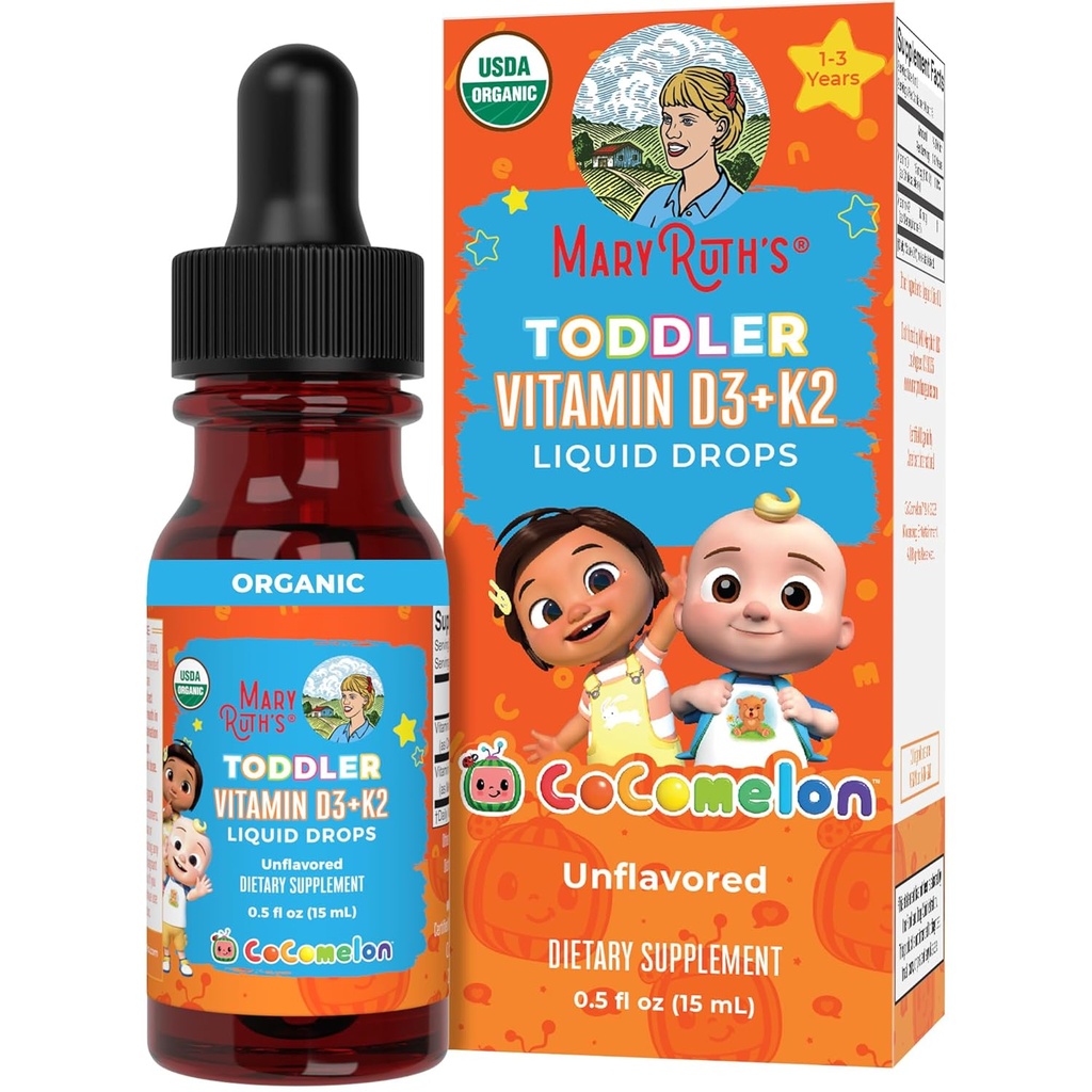 MaryRuth Organics Cocomelon Vitamín D3 K2 Tekuté kvapky pre batoľatá 