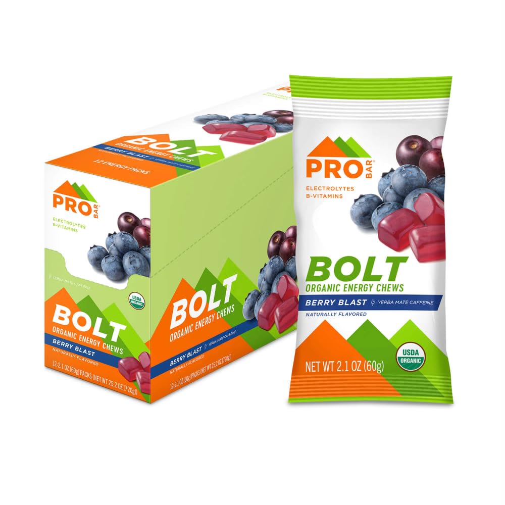 PROBAR - Blesk Organic Energy Chews, Berry Blast, Non-GMO, Gluten-free, USDA Certified Organic, Healthy, Natural Energy, Fast Fuel Gumies with Vitamíny B & C (12 Počet)