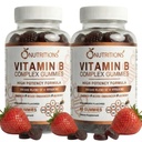 O NUTRITIKY Vitamín B komplex Vegánske Gummy s vitamínom B12, B7 ako biotín, B6, B3 ako niacín, B5, B6, B8, B9 ako folát pre stres, energiu a zdravý imunitný systém (2 balenia)