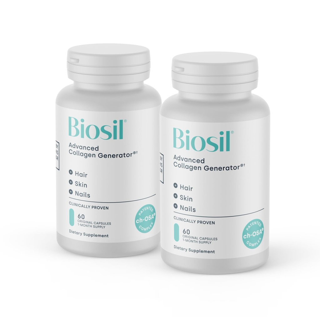 Biosil Collagen Booster Supplement - 60 Pôvodné Kapsule, Balenie 2 - Patentovaný ch-OSA Aktivátor pre pokožku, vlasy, nechty a kĺby - podporuje prírodnú výrobu - 60-Deň dodávky