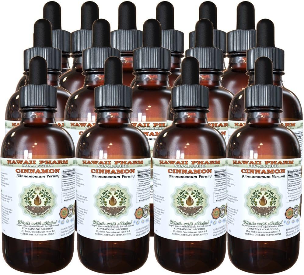 Škorica Bez obsahu alkoholu Tekutý extrakt, Škorica (Cinnamomum Verum) Sušené Bark Glycerit Hawaii Pharm Natural Herbal Supplement 15x4 oz