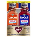 VICKS DayQuil & NyQuil vysoký krvný tlak studená a chrípka Relief Tekutá medicína Co-Pack, Výkonný Multi-Symptom Denný a nočný Relief pre chlad, Kašeľ, a príznaky chrípky, bez cukru a alkoholu, 2x8oz