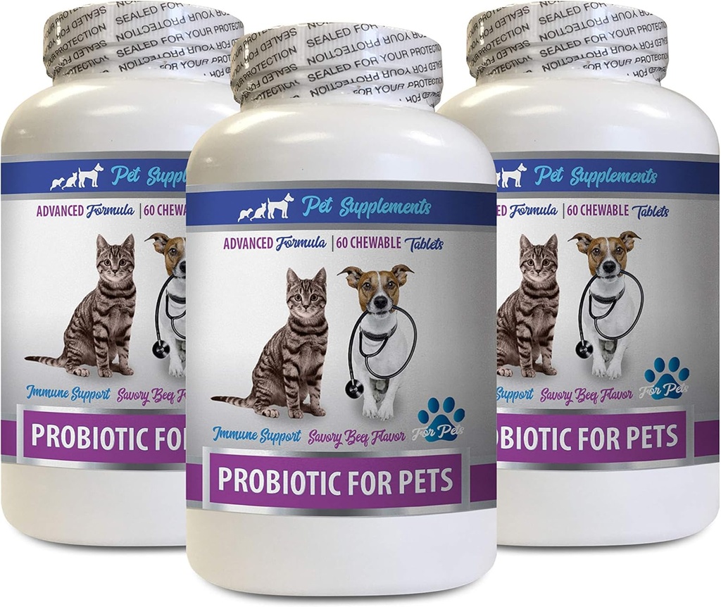 Mačky Bad Breath Home Remedy - PROBIOTICS for Pets - Psy Mačky - Bad Gas and Breath Treats - Advanced Immune Boost - mačka Digestive suppor - 3 fľaše (180 Treats)