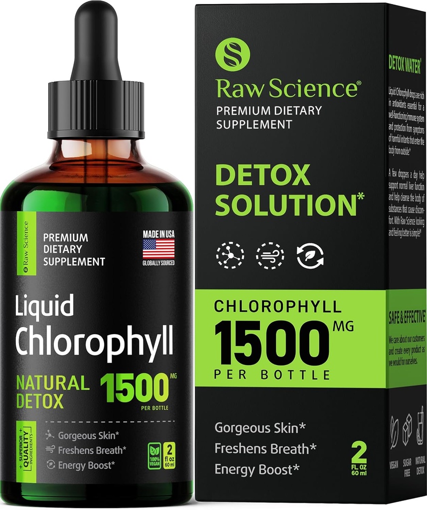 Chlorofyl Tekuté kvapky - Body Deodorizing Supplement, Natural Energy Boost, Organic Chlorofyl Fast Absorbing Vegan Liquid Chloofyl 