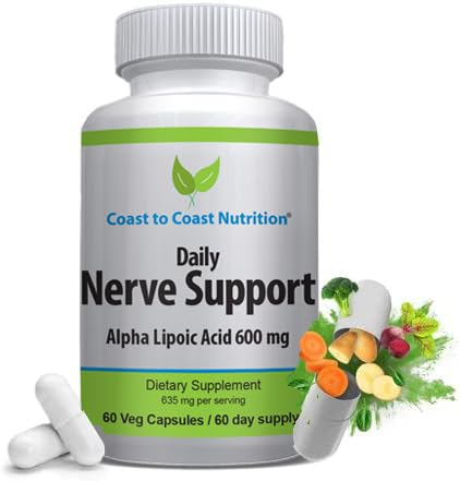Nerve Support - Advanced Nerve Relief with Alpha Lipoic Acid 650 mg - Nerve Vitamíny pre ľahké ruky, nohy a nohy bolesti - 60 Kapsule / 30 Day Supply