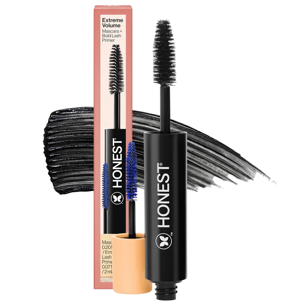 Čestná krása 2-v-1 Extrémny objem Čistá Maskara + Bold Lash Primer s olejom Castor 