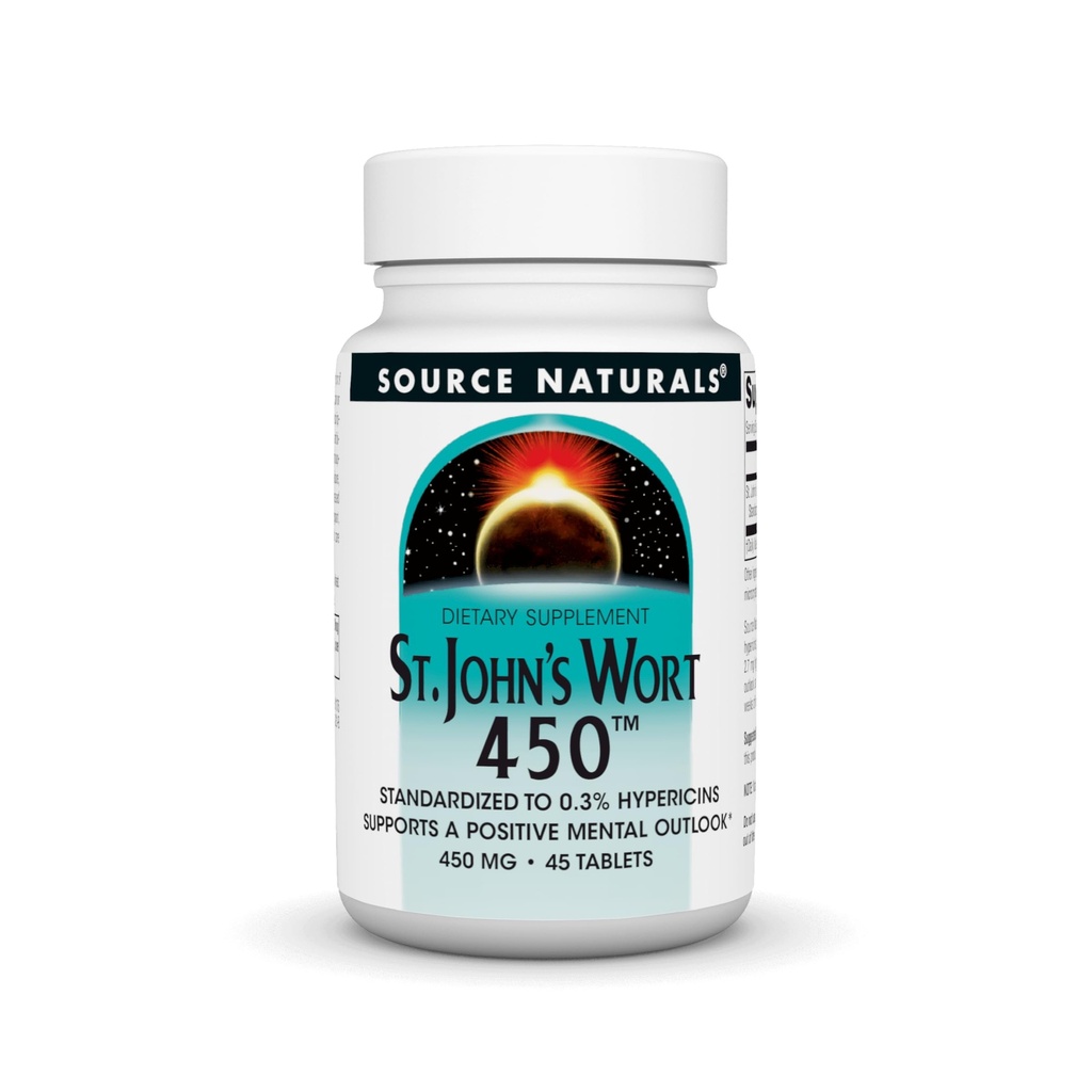 Zdroj Naturals St. John's Wort 450 mg podporuje pozitívny duševný Outlook - 45 tabliet