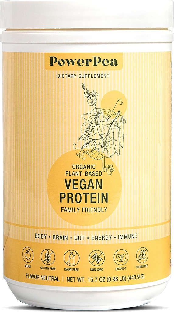 Plant Based Vegan Protein Unflavred- USDA Organic with Vitamíny, Fiber, Omega 3, Turmerica, Detská výživa, Non-GMO, Mliečne bez, Allergen Free, Cukor & Gluten Free