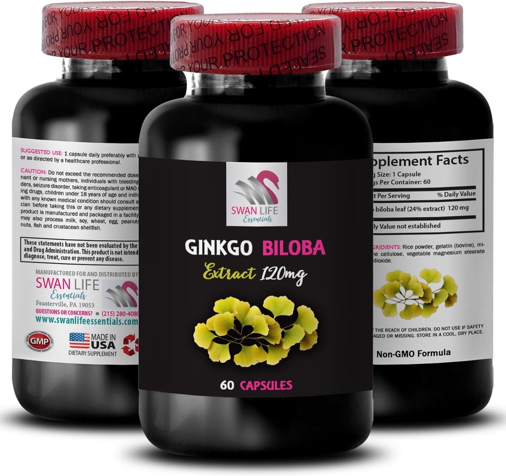 Bylinný extrakt výhody - GINKGO BILOBA EXTRACT - Ginkgo biloba dávkovanie, Ginkgo biloba použitie, Bylinné antioxidačné vlastnosti, Antioxidant-bohatý doplnok, Ginkgo biloba listy 1 Fľaša 60 Kapsule