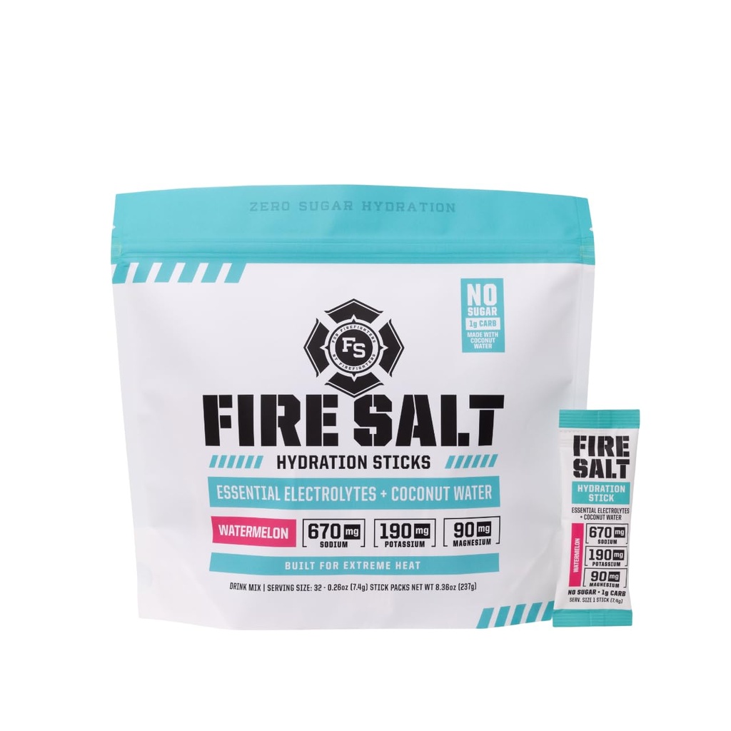 Oheň Veda Oheň soľ hydratačné tyčinky, Elektrolyty a kokosová voda, Hydratácia Nápoj Mix s horčíkom, Draslík a sodík, Zero Cukor, Single Serve On The Go Balks, Watermelon Flavor, 32 Počet