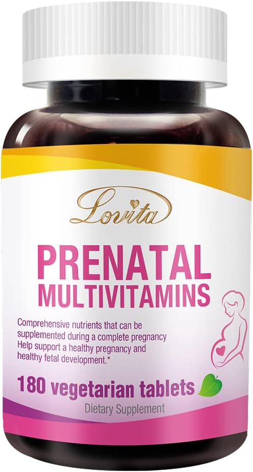Lovita Prenatálne multivitamíny - komplexná podpora živín pre pred, počas a po pôrode - 180 Vegetariánskych tabliet