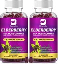 (2 balenia bazové Gummies & Irish Sea Moss, Organic Sambucus bazalky Gummy s Seamos, Zinok, vitamín C, D3, Multivitamínové bazové vitamíny - bez cukru