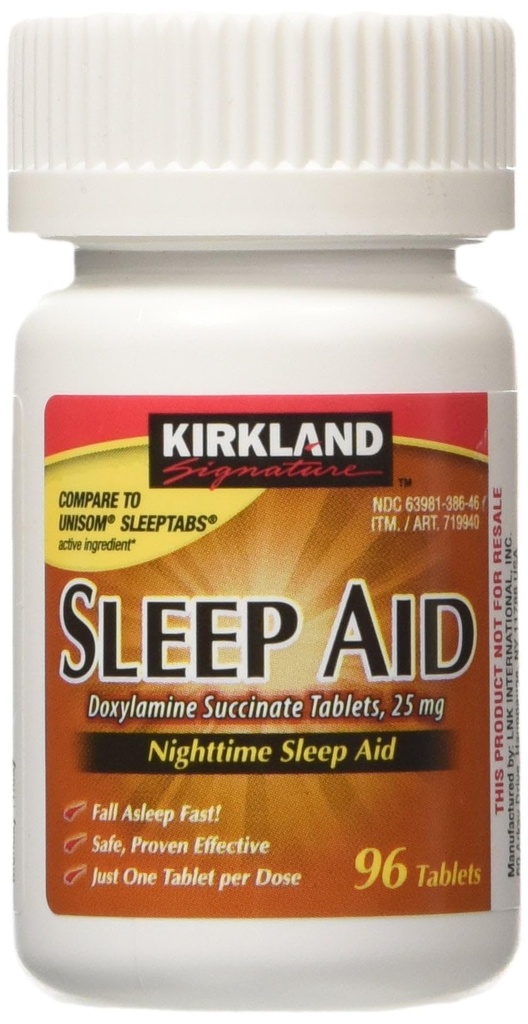 Kirkland Signature Sleep Aid Doxylamine Succinate 25 Mg, 96-Count (1 fľaša) Nočná sleep aid