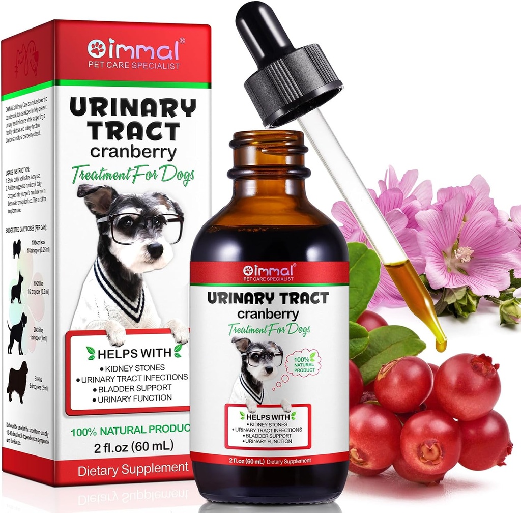 Pes UTI liečba - močové tract infekcie liečba, obličky + rebrík podpora doplnok, prírodný brusnicový extrakt pre psy, podporuje močové a tráviace zdravie (2 Fl Oz)