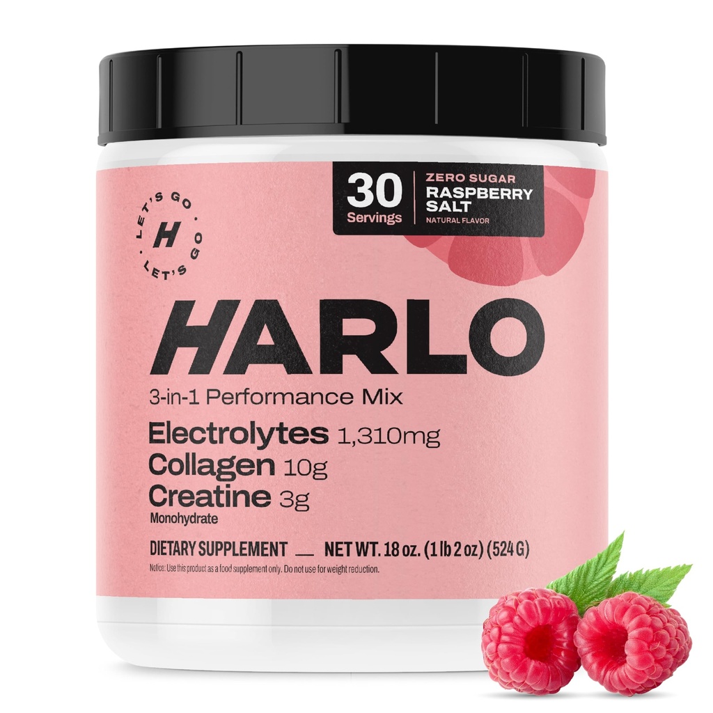 Harlo - Malinová soľ Electrolyte nápoj Mix s hovädzím kolagénom a kreatín- Monohydrát prášok - energetický nápoj prášok - pred tréningu prášok - cukor bez energie nápoje - po tréningu zotavenie