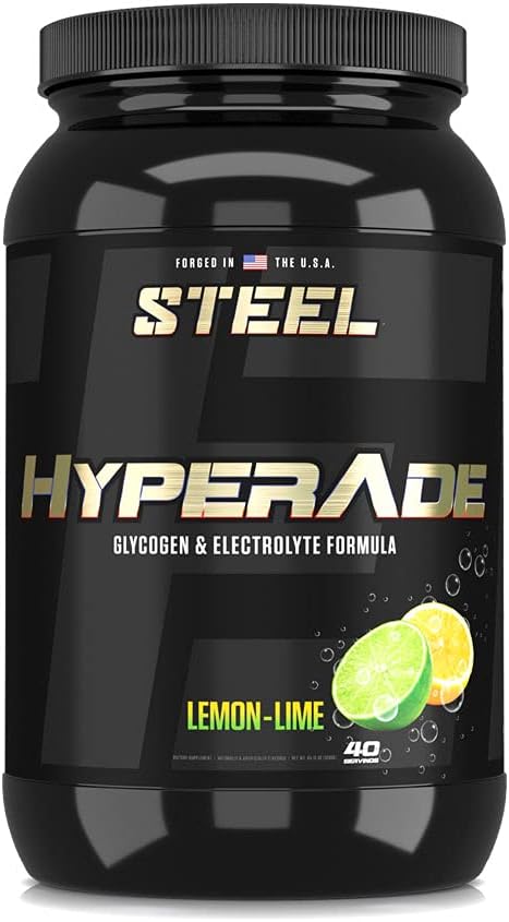 Steel Supplements Hyperade | Advanced Hydration Powder w/Fast Absorbing Electrolytes & Glycogen Formula for Quick Replenishment of Energy & Recovery | Pre/Intra/Post Workout (Lemon-Lime)
