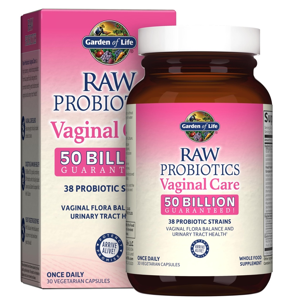 Záhrada života Surové probiotiká Vaginálna starostlivosť - 50 miliárd CFU - 38 probiotické kmene - podporuje Vaginálne a močové zdravie Tract * - 30 Vegetariánske kapsuly