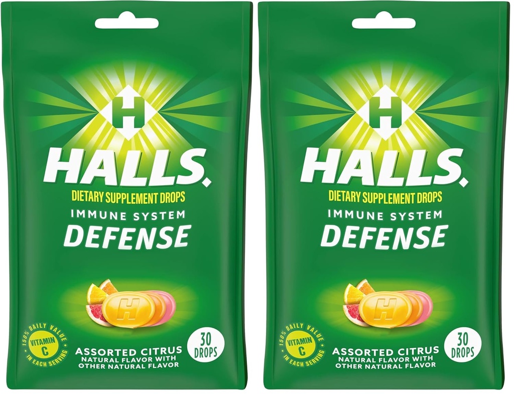 Halls Cough Drops, Assure Citrus, 30-ct (Pack of 2)