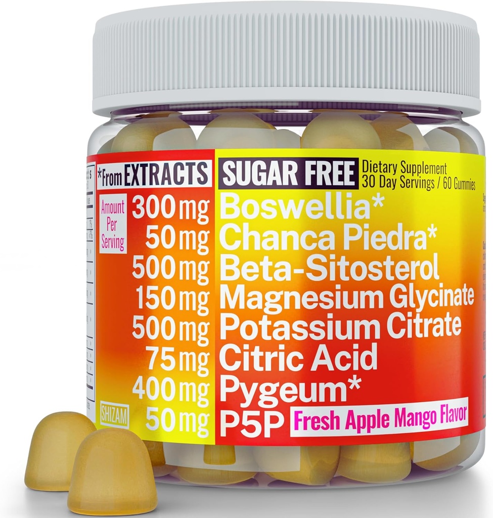 Boswellia Chanca Piedra Pygeum Beta-sitosterol Gummy s horčíkom Glycinát draselný Citrát P5P 