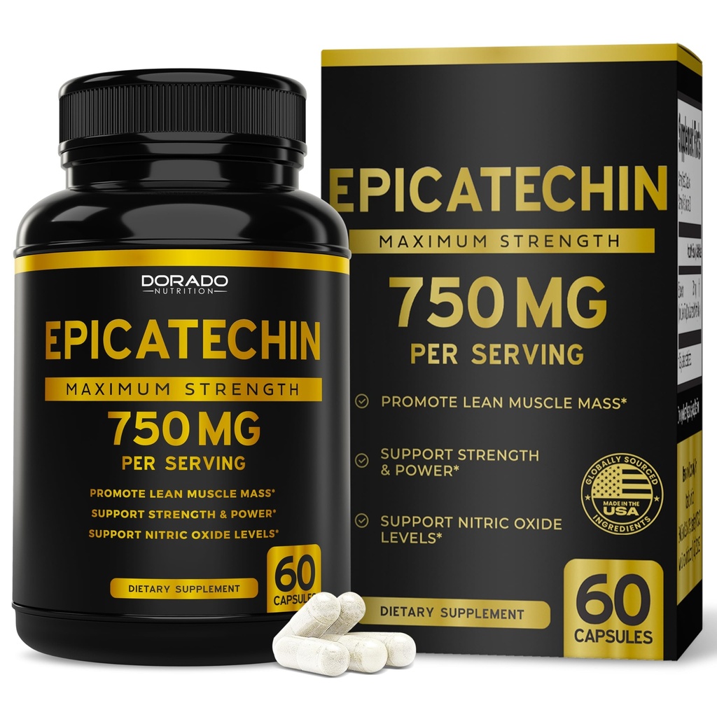 Epikatechin extrakt 750mg per serving - (60 kapsúl) - podporuje Lean svalovina, oxid dusnatý, inhibítor myostatínu, vytrvalosť, vytrvalosť, čerpadlo a zisky - non-GMO a Vegan doplnok - (60 počet)
