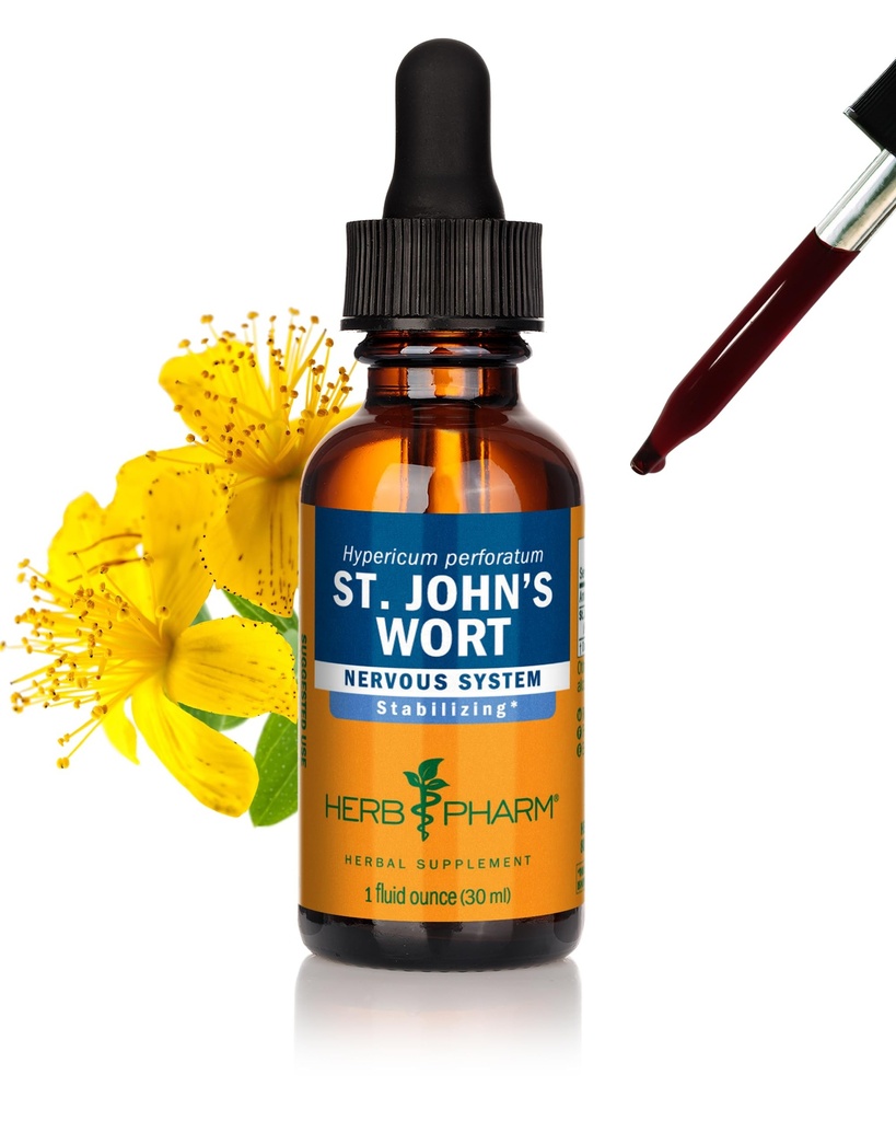 Herb Pharm St John's Wort Tekutý extrakt pre pozitívnu náladu a emocionálnu rovnováhu, trstiny alkohol, 1 Ounce