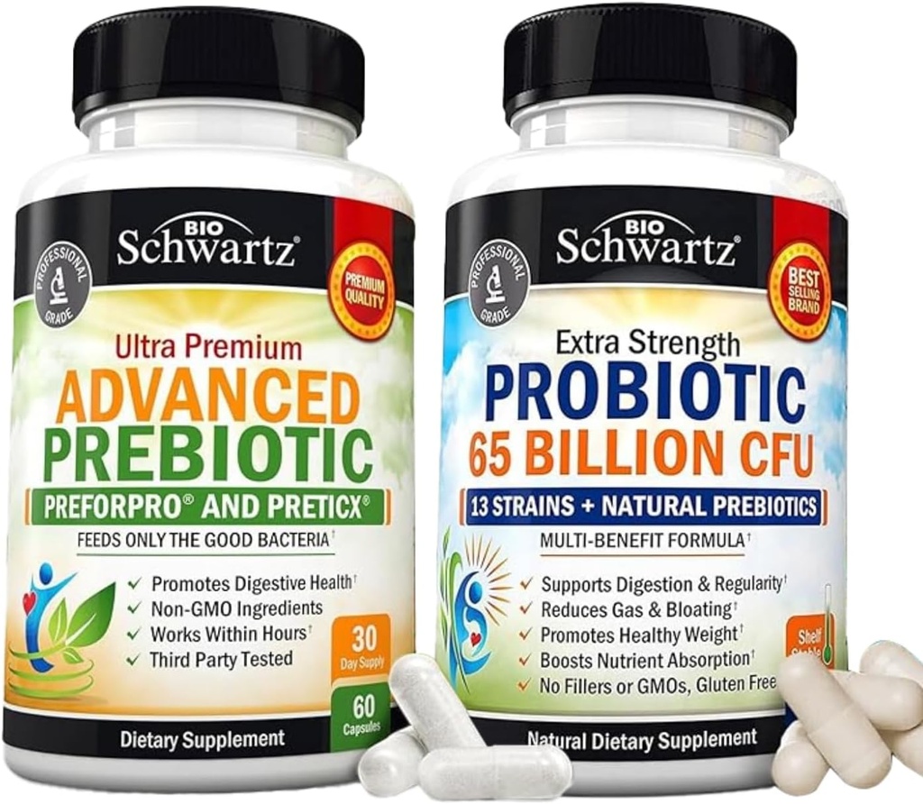 65 miliárd CFU Daily Probiotic Supplement (1 mesiac dodávky) Plus Advanced Prebiotic Gut zdravotné doplnky (1 mesiac dodávky)
