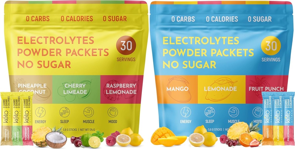 Keto Vitals Tropical & Original Astriedne 2 Balíček Bundle Electrolyte Powder Bundle - Balíček odrôd Tropical a Original Flavors 