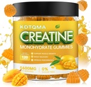 Monohydrát kreatínu Gummy pre mužov a ženy 120 CT - 5600 mg Kreatín monohydrátu na porciu, žuvateľný Kreatín monohydrát na podporu svalov a energie Boost, bez cukru, Vegan (Mango Flavor)