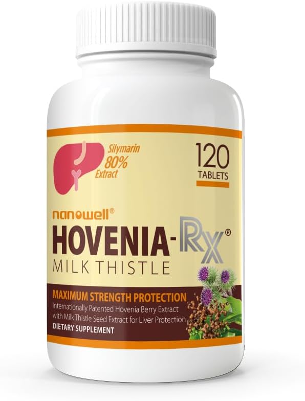 NANOWELL Hovenia-RX Milk Thitle - Pečeň podporné doplnok s 80% Silymarin Milk Thitle Seed Extract - 120 tabliet, 30 Day Supply