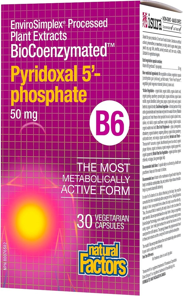 Prírodné faktory BioCoenzymated Pirodoxal 5'-Fosphate 50mg 30 VCaps