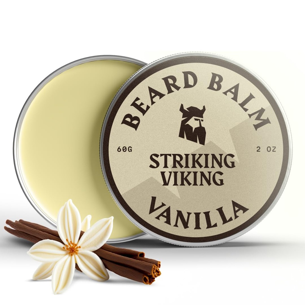 Striking Viking Brada Balzam pre mužov - Leave in Beard Conditioner - Styling Balm vyrobený s prirodzene odvodené medvedí maslo, Argan & Jojobové oleje (2 Ounce (Stock of 1), Vanilla)