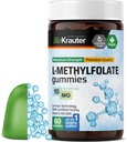 BIO KRAUTER L Methylfolate Gummies - 25 mg DFE - 60 Vegan Chews - MTHF Supplement - Folate Supplement - Follic Acid Gummies (vitamin B9) - Želatína-Free Formula