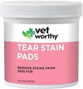 Vet Worthy Tear Stain Pads for Dogs - Riešenie Sakeed Pads - Odstráňte sfarbenie z Ps Fur - Jemné a bezpečné - 90 Pads.