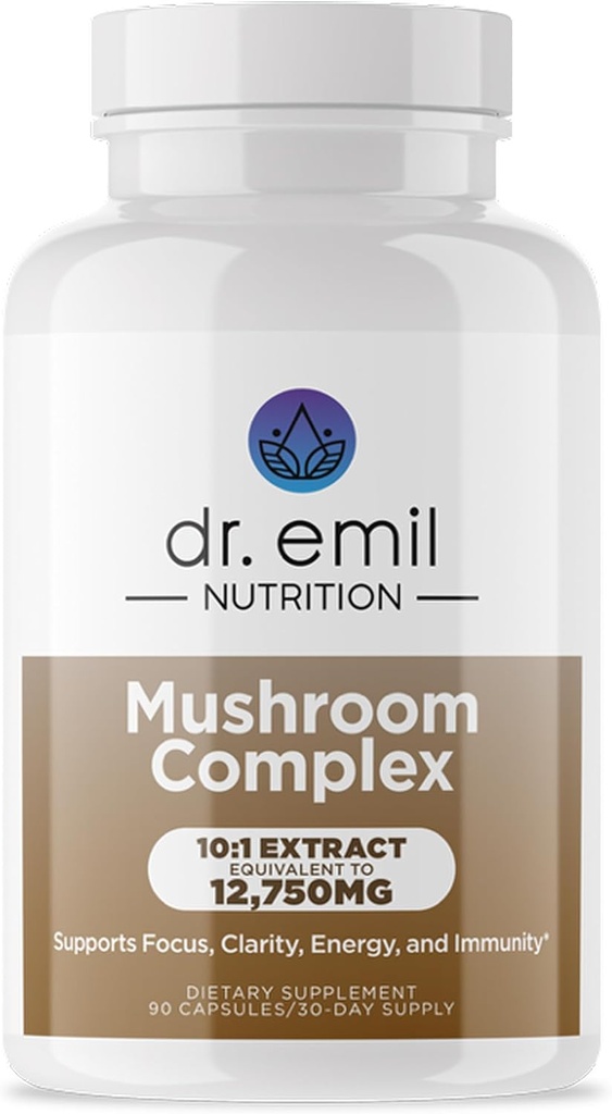 DR. EMIL NUTRItion 10 Mushroom Supplement for Mental Clarity, Focus & Immune Support - Functional Mushroom Nootropic Supplement with Lions Mane Extract, Cordyceps, Turkey chvost & More