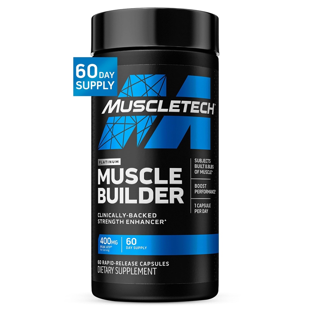 Muscletech Nitric Oxide Doplnky pre mužov a ženy, Svaly Builder (60 kapsule) - Nitric Oxide Booster Doplnky podporuje svalový zisk a výkon - 400mg vrchol ATP pre zvýšenú silu