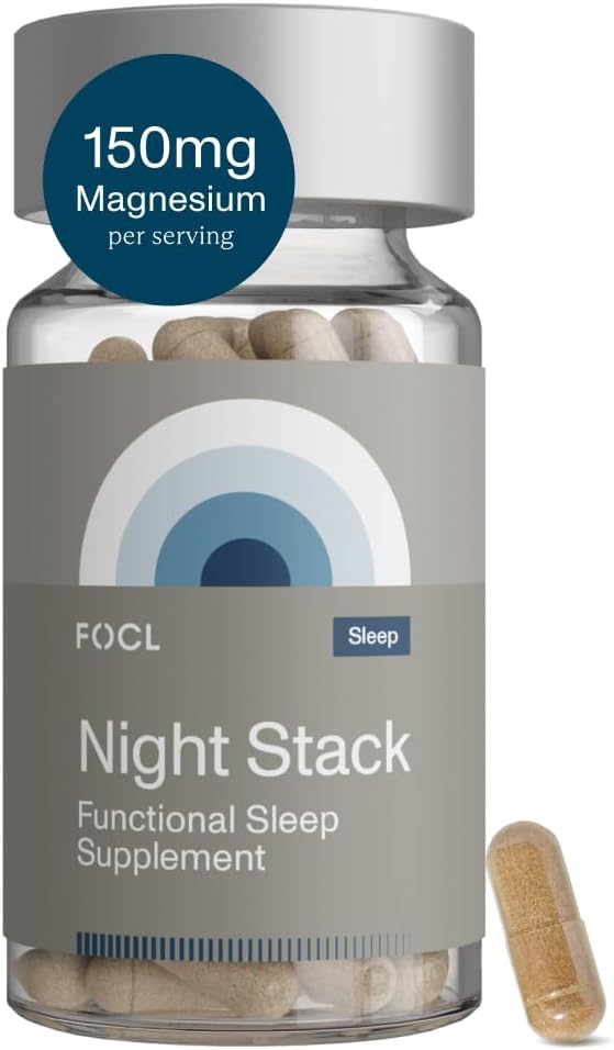 FOCL Restful Night Magnézium Sleep Supplement - Natural Sleep Aid, Melatonin Free, No Grogginyes, Calm - Magnézium Supplement for Restorian Sleeping with Ashwagandha - Vegan, Non GMO, Cruelty Free