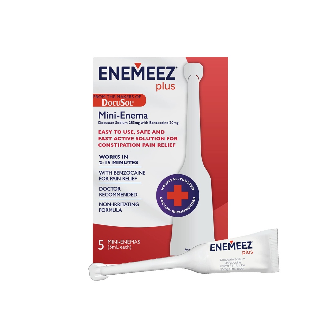 Enemeez Docusol Plus Docusate Sodium Enema - Vymazať 5 ml, 5 Počet, Rýchly účinok pre zápcha