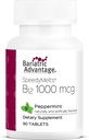 Bariatrická výhoda B-12 Speedy Melts, Vitamín B12 1000 mcg Supplement, Rýchle topenie s 200 μg kyseliny listovej na podporu výživy - Peppermint, 90 Počet