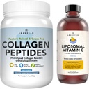AMANDEAN Premium Lipozomálny vitamín C a hovädzí kolagén Peptidy Bundle. Silný antioxidant. Liquid Quali-C. Grass-Fed Collagen. Hydrolyzovaný typ 1 a 3. Zdravá koža, vlasy a nechty