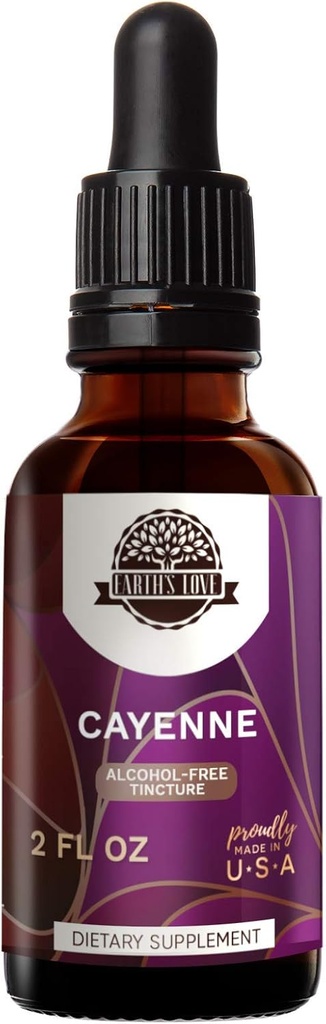 Earth's Love - Cayenne Acyloid-Free Herbal Extract Tinture, Super-Concentrated Cayenne (Capsicum annuum) Sušená paprika (2 Fl Oz)
